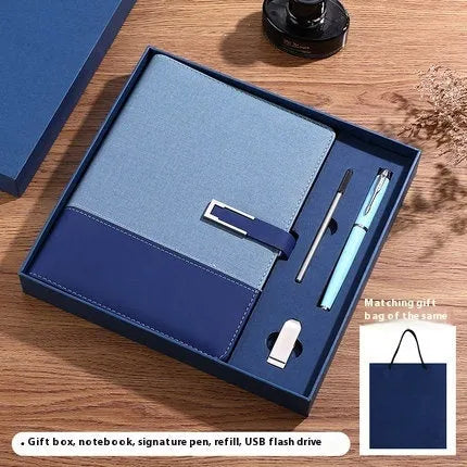 A5 soft PU leather notebook in brown, black, green, blue, or red, showing wood-free paper inside.