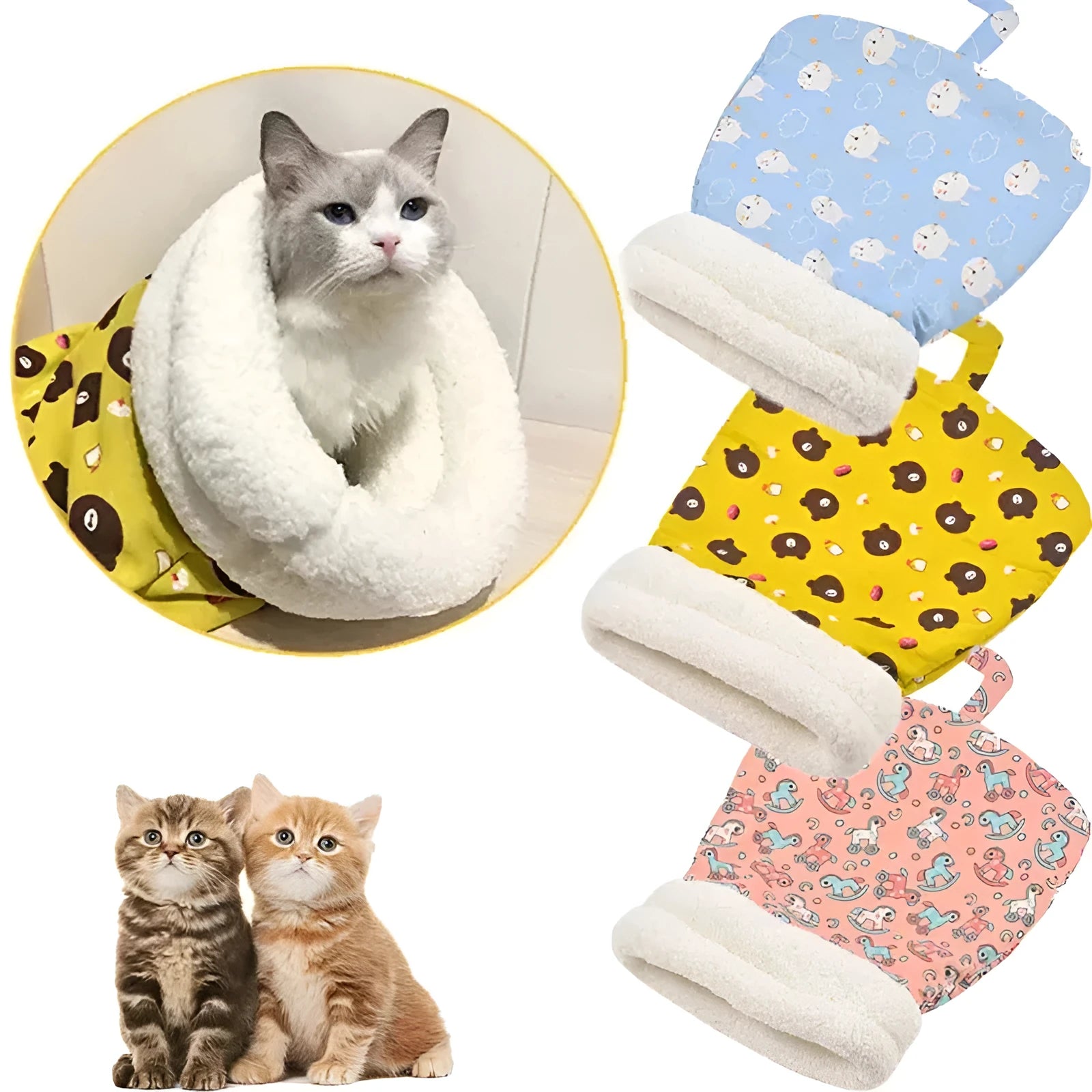 Lambswool thickened pocketable winter sleeping bag cat nest 55x45cm in avocado green