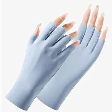 Women's thin ice silk sunscreen gloves with UPF50 UV protection in multiple colour options