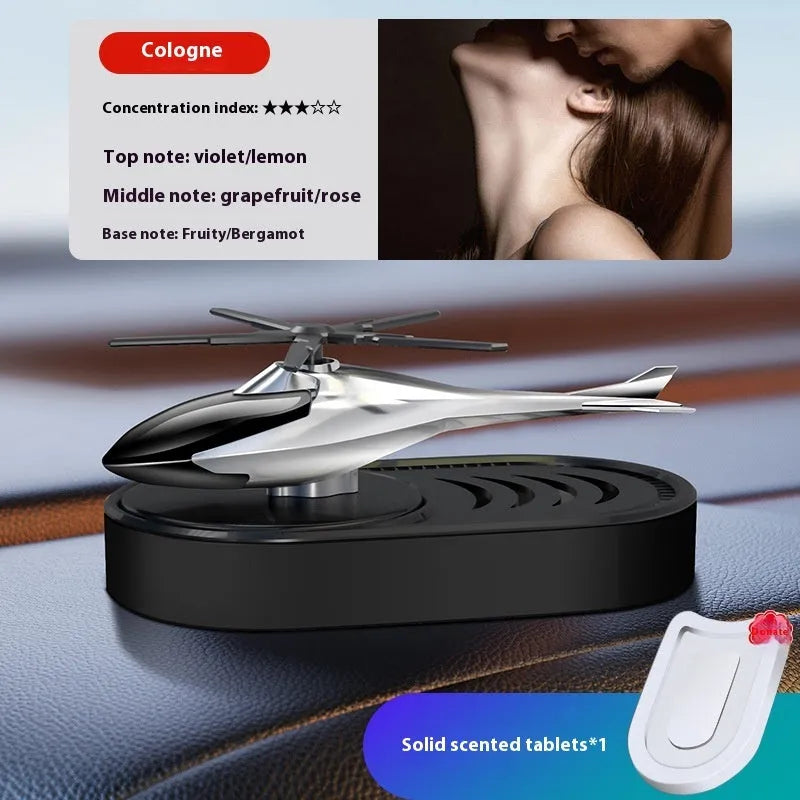 Solar car aromatherapy plastic ornament with fragrant tablet in black for dashboard use