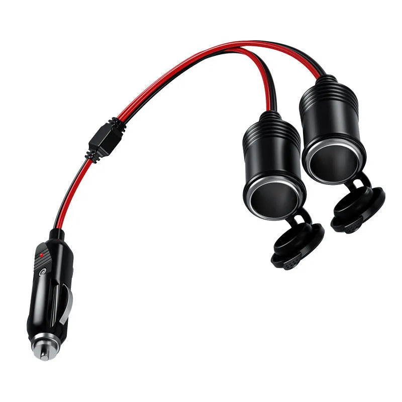 Car 12V 24V cigarette lighter extension cable Y8 one drag two 15cm wire Bakelite splitter