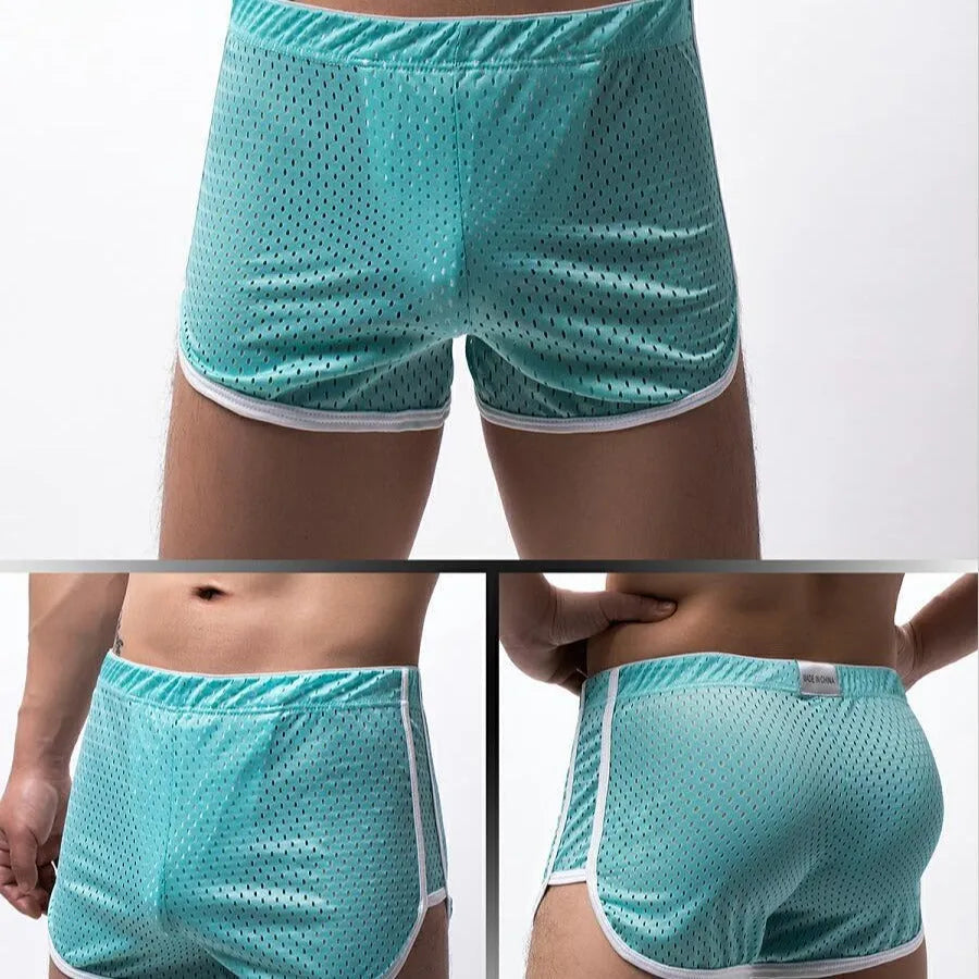 Men's cotton nylon blend boxer shorts in mid-waist design, showing colour options.