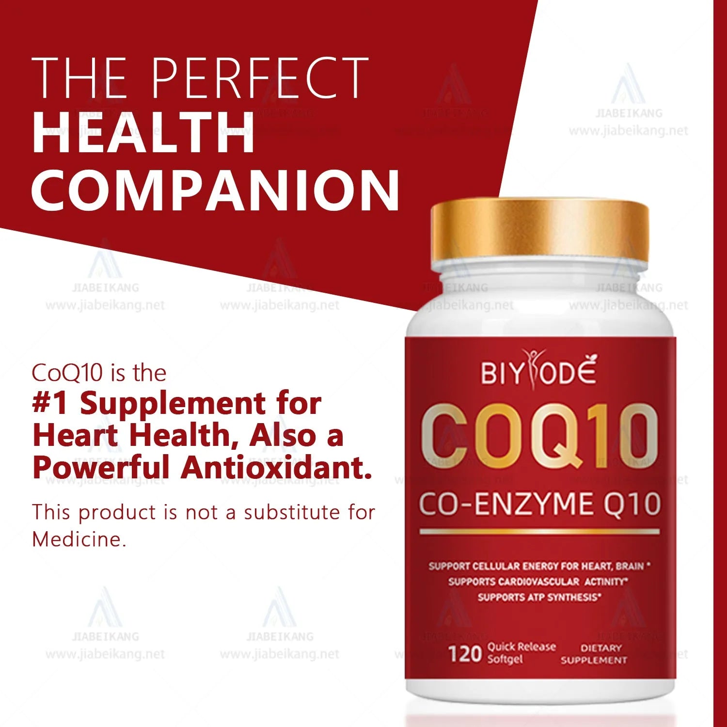 Bottle of custom private label CoQ10 soft capsules 120 count for digestion support wholesale OEM ODM