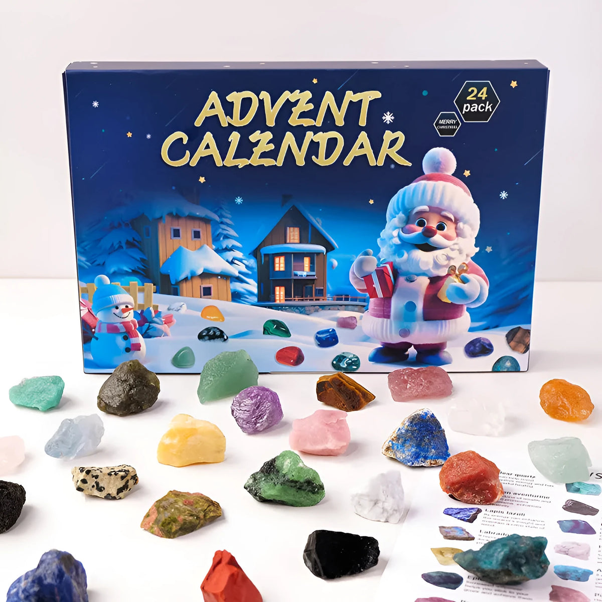 Christmas doll countdown calendar advent crystal stone mine blind box in rough stone style with stone toy material