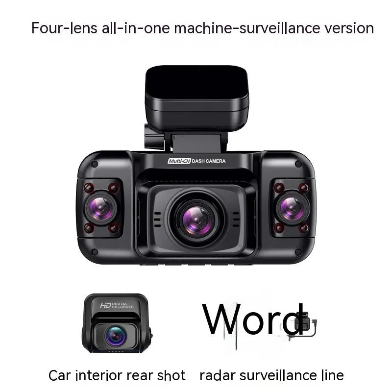 Black plastic dashboard camera with lens, showing a 2-inch screen on the rear for vehicle recording and surveillance.