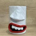 American style resin tissue box cover with humorous design measuring 8.5 by 14.6cm