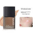 Liquid foundation bottle for oil control and brightening, available in natural color and ivory white shades.