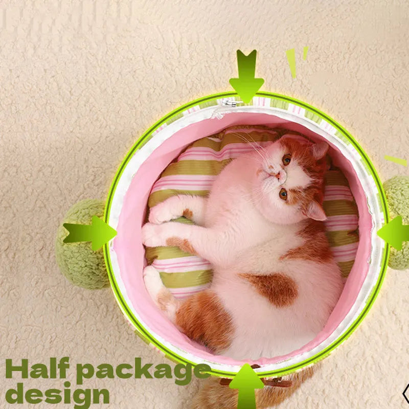 Green enclosed small dog and cat house with cauliflower tree hole nest design
