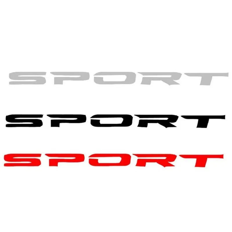 Four Car Personality Stretch SPORT decal stickers in sporty design, 13 cm long, black colour, on a car body panel