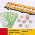 Wooden digital animal bus platform board game for kindergarten mathematics learning