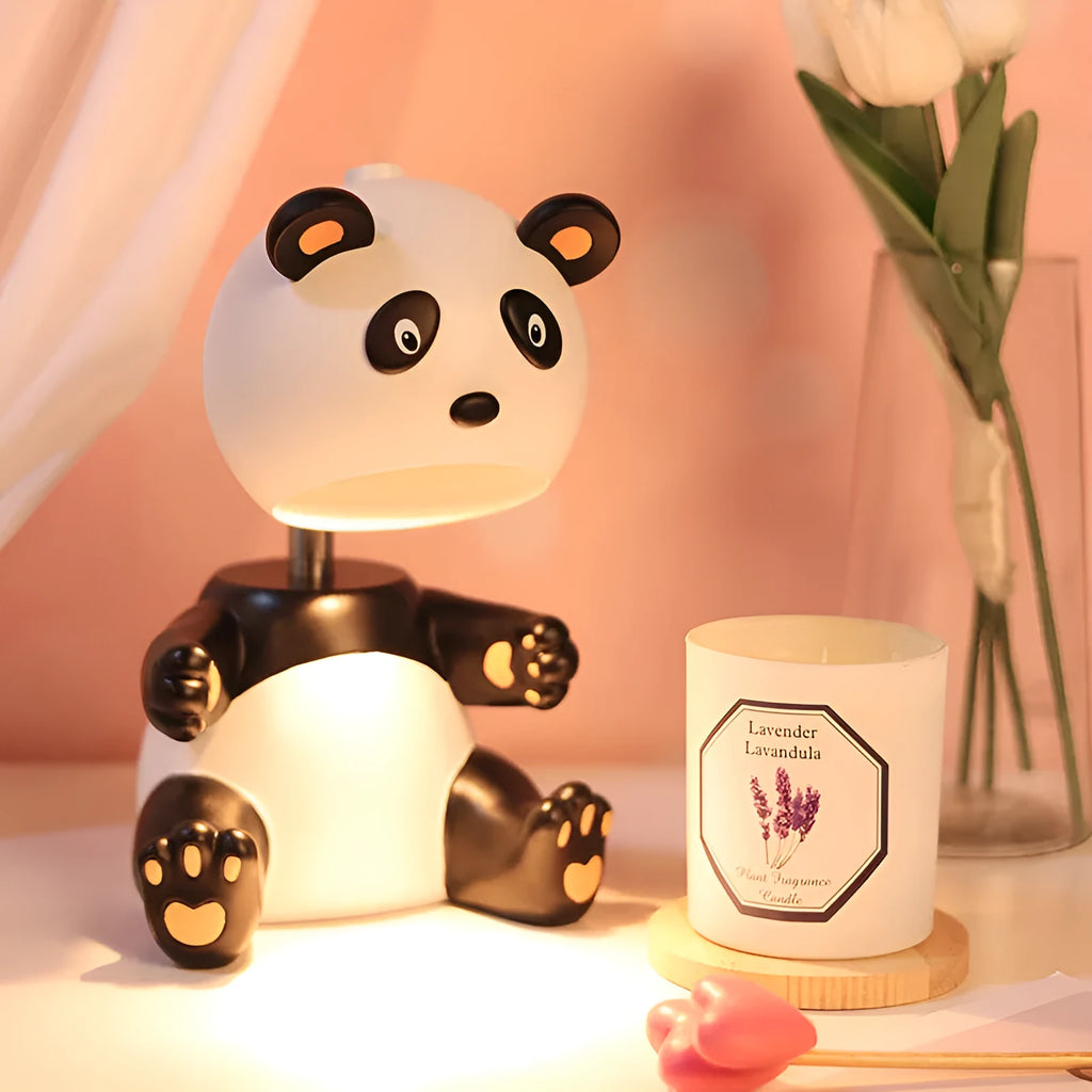 Panda-shaped aromatherapy wax melting table lamp with ambience light function, modern simplicity design, 220V