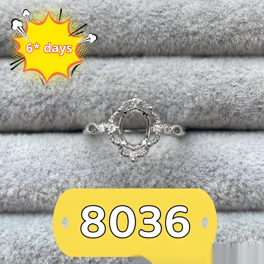 Oval denier copper ring with 6x8mm stone, star detail, and open-mouth band in Korean style.