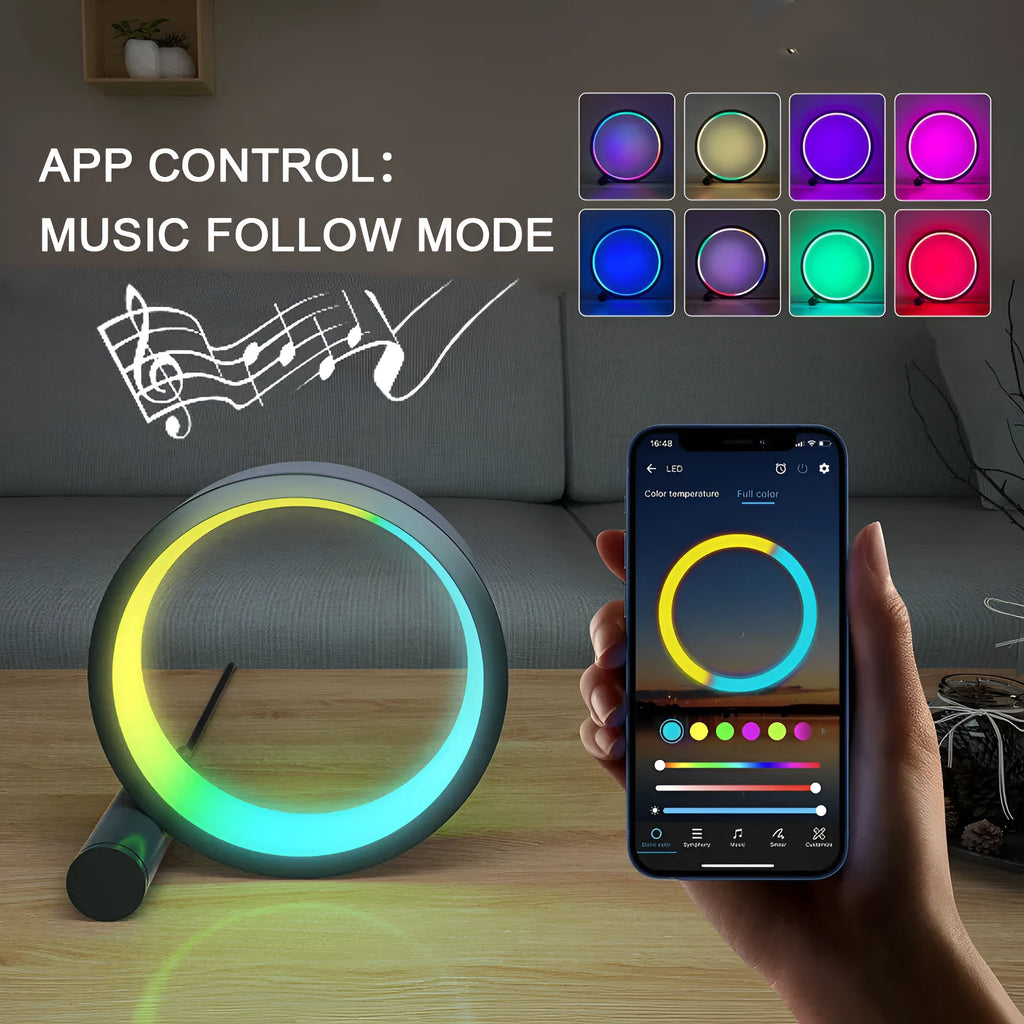 Smart LED music rhythm induction night light with colourful RGB lighting and aluminium alloy body