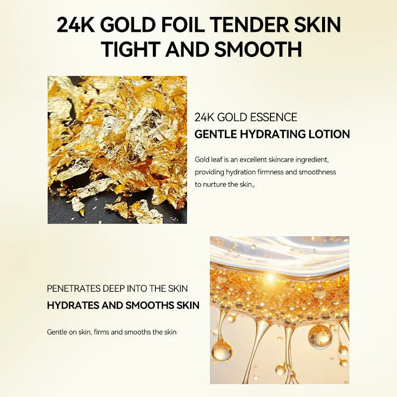 Dr Roseva 5 piece 24K gold radiance luxury skincare gift box with hyaluronic acid and niacinamide serum