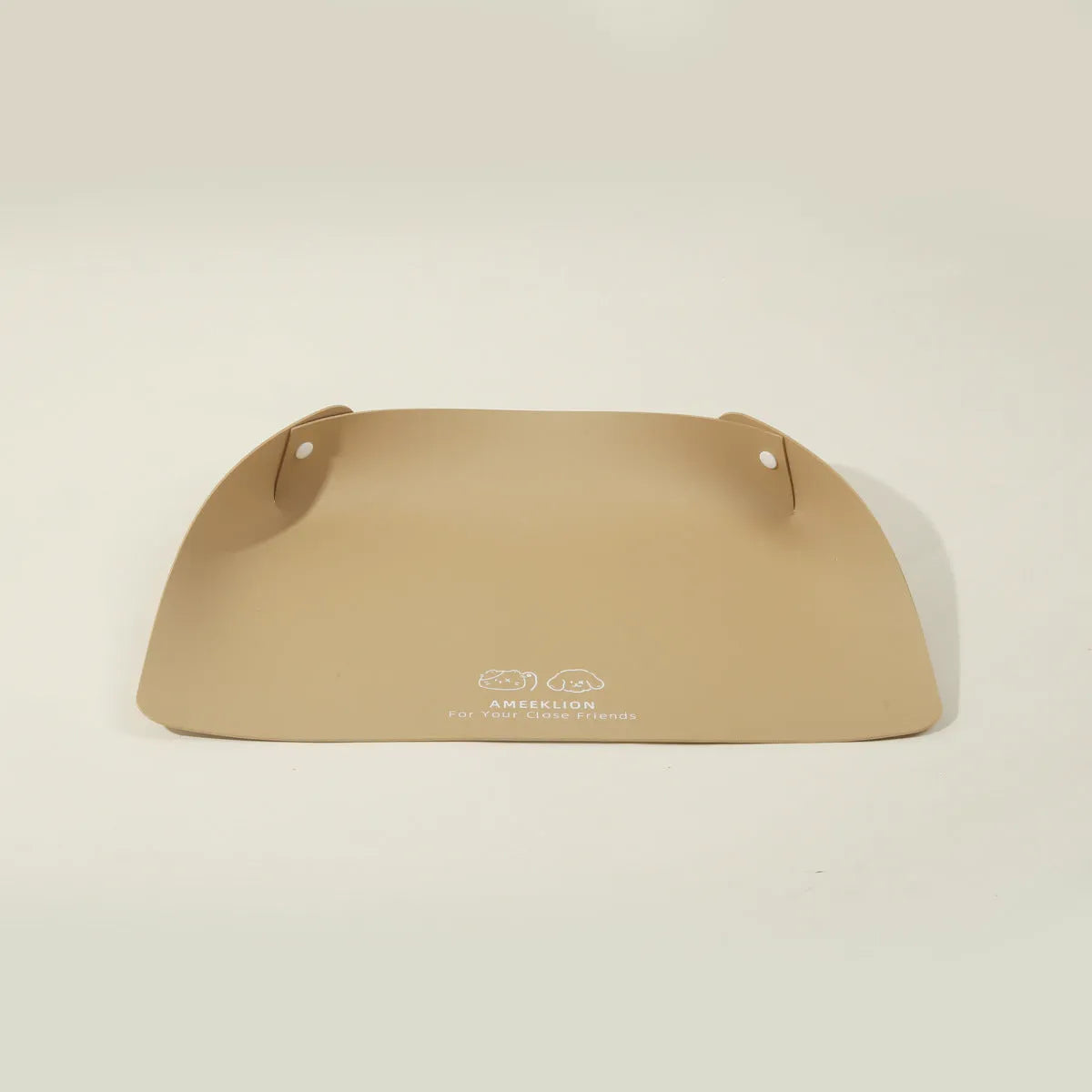 Anti-spill waterproof leather pet placemat in apricot colour under dog bowl