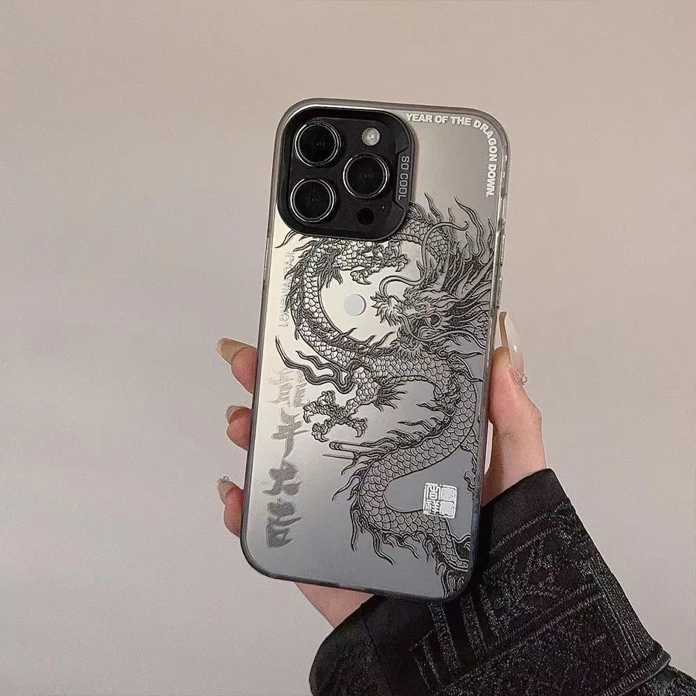 Dragon Year Daji hard PC phone case for Apple iPhone in Chinese Red with Black Dragon design