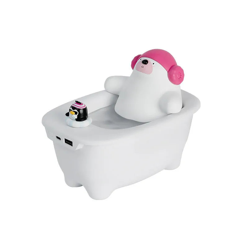 White polar bear shaped USB air humidifier with water tank and mist output