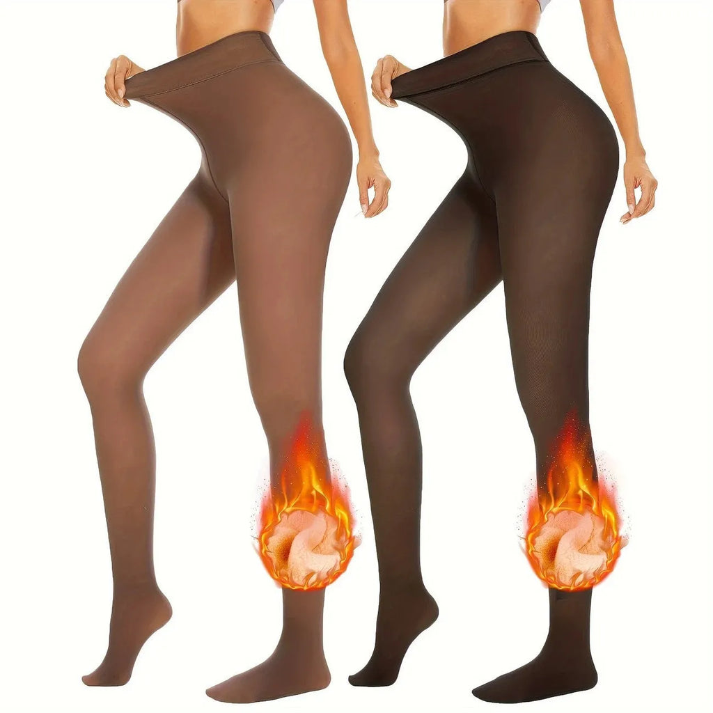Women's anti-snagging thermal leggings in black, shown in 100g, 220g, and 300g wool-lined thickness options.