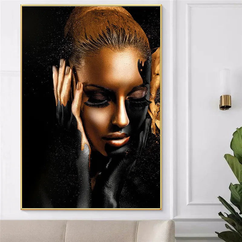Frameless canvas wall painting with still life African woman pattern, abstract series, five sizes from 20x30cm to 60x80cm