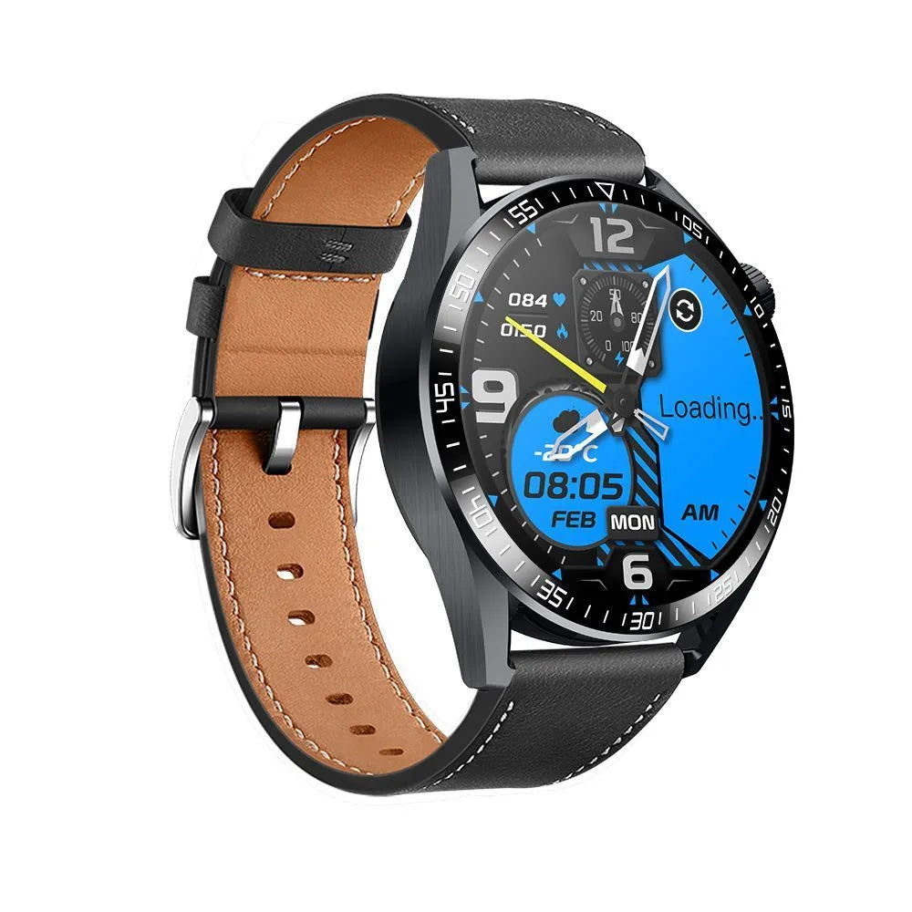 Black and silver GS3 Max smart watch on silicone strap showing 1.35-inch IPS screen with health metrics display.