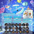 ONEFIRE starry sky projection night light in cartoon dinosaur egg style with 21 image film slides and charging cable