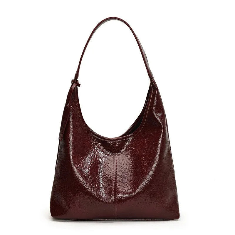 Two-piece composite bag set: large hobo shoulder bag and clutch in PU, available in five colours including black and dark brown