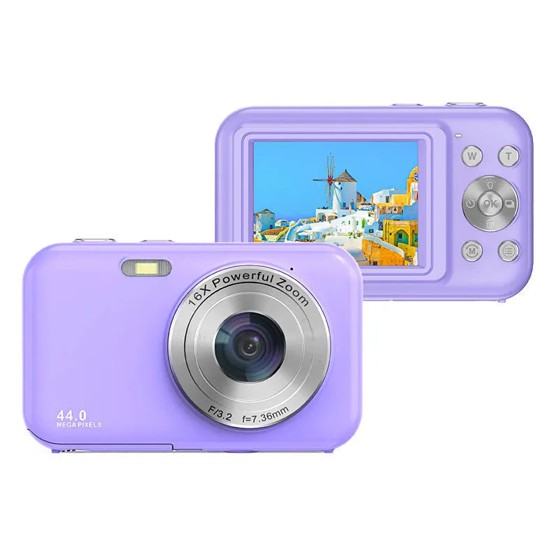 Children's digital camera in black, green, pink, or purple with 2.4-inch screen and 44MP beauty filter