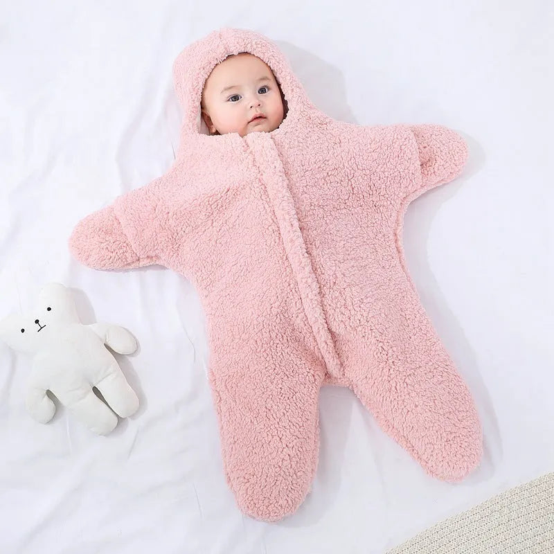 Starfish lamb design baby winter sleeping bag in cashmere and cotton for 0-6 month olds