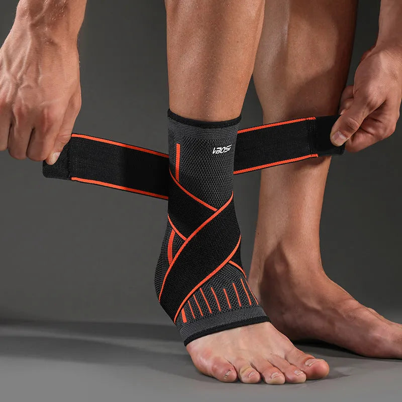 Ankle support sports pressure brace in black for basketball and running, single pack size M