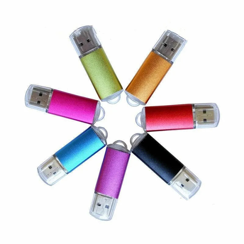 Software encryption USB dongle with metal shell in seven colour options on black background