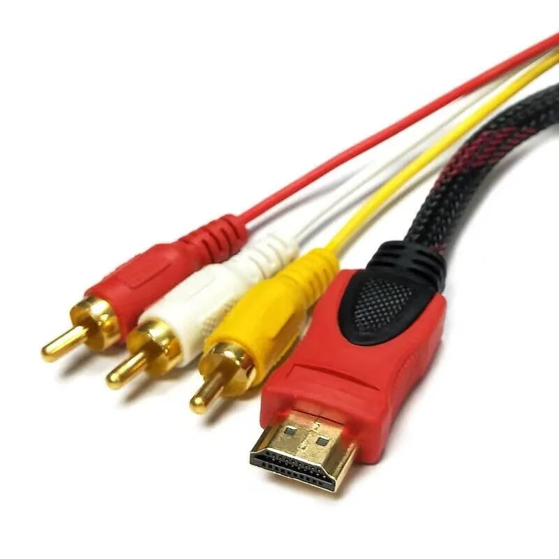 HDMI to AV15 M conversion wire measuring 1.5 metres with alloy connectors and injection moulded housing