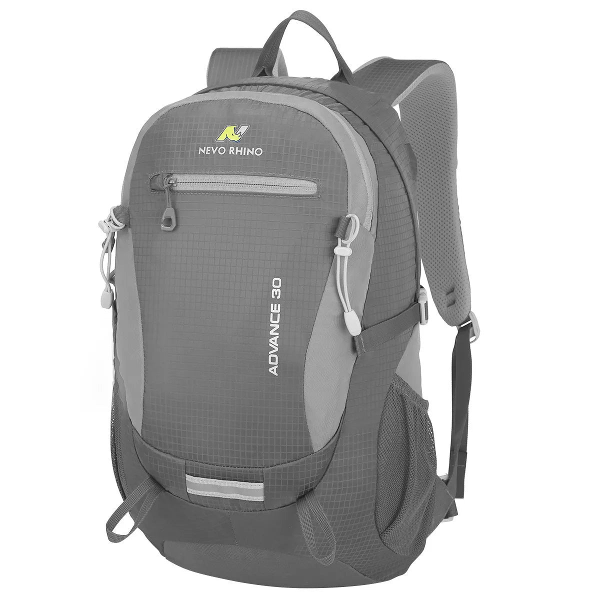 30L nylon waterproof backpack in dark green with airpillow straps on outdoor trail