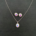 Sunflower zircon ear stud necklace suit for women in electroplated alloy with regular chain