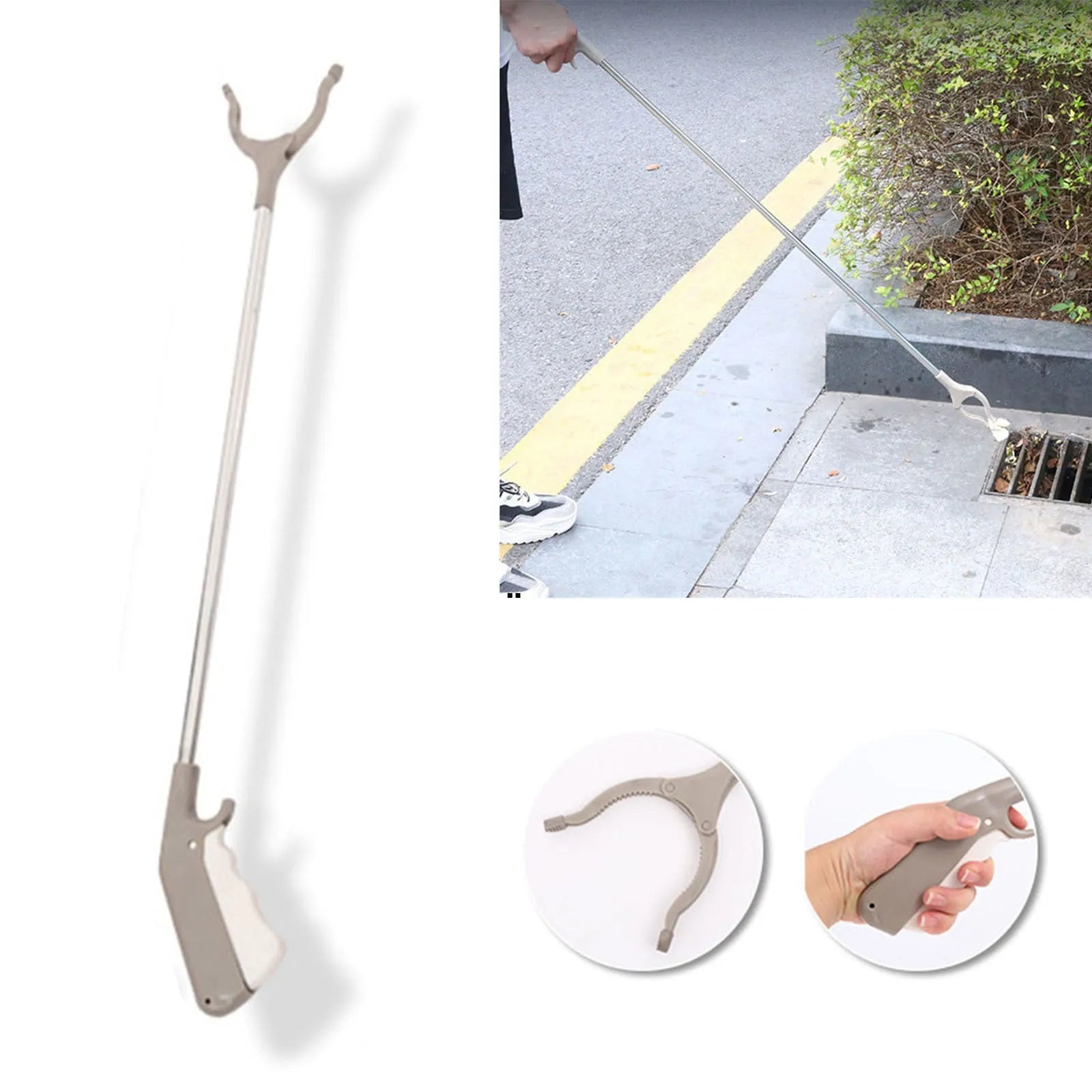 40cm stainless steel garbage picker pliers with plastic handle for outdoor litter collection
