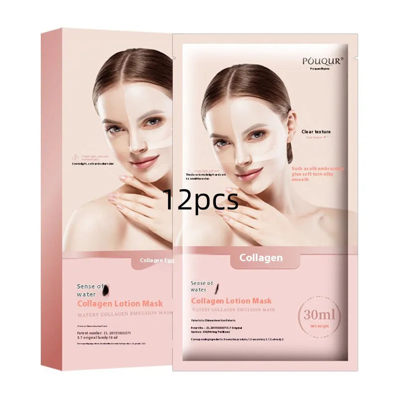 Collagen lotion mask box with water-sensitive facial sheet masks for ladies, suitable for neutral oily dry mixed skin 30ml each