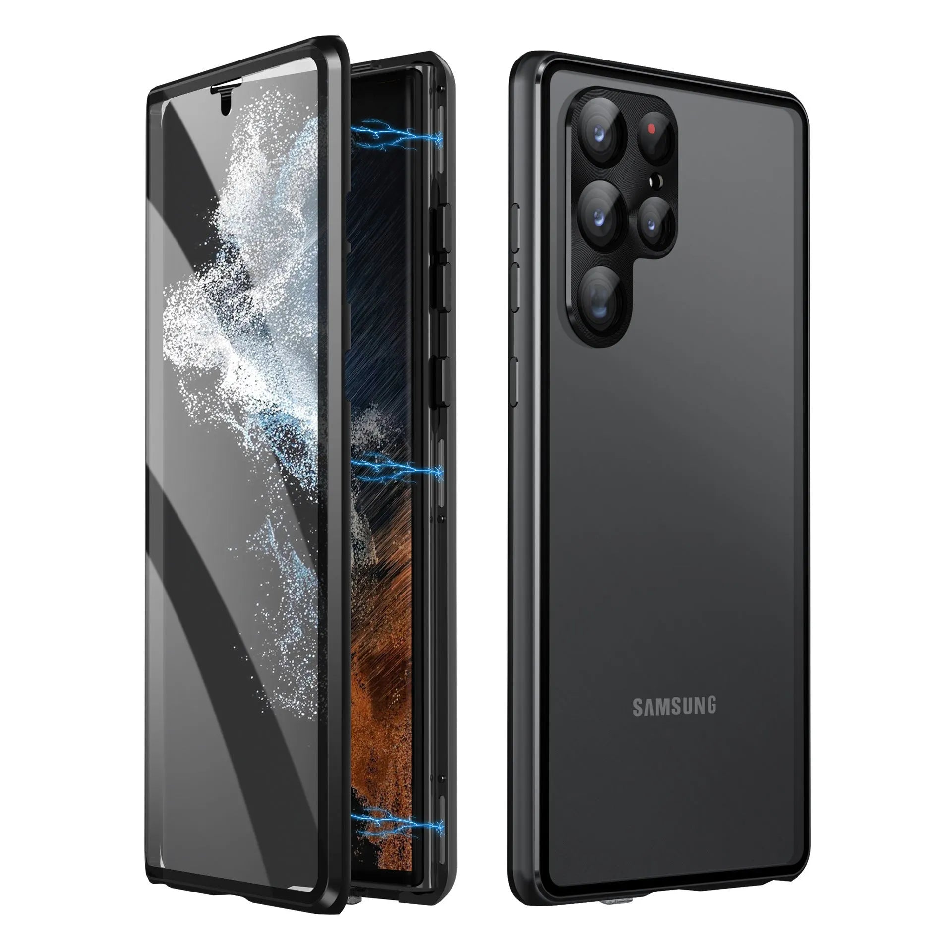 Magnetic mirror phone case for Samsung Galaxy with peep-proof privacy screen in multiple colour options