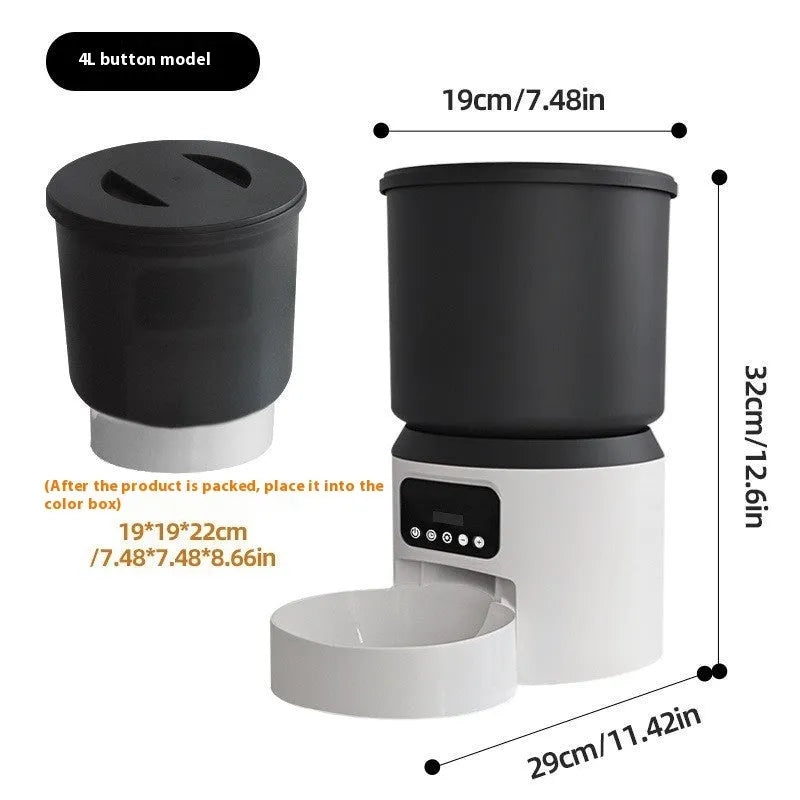 4L smart pet feeder with remote monitoring and timing functions for cats and dogs