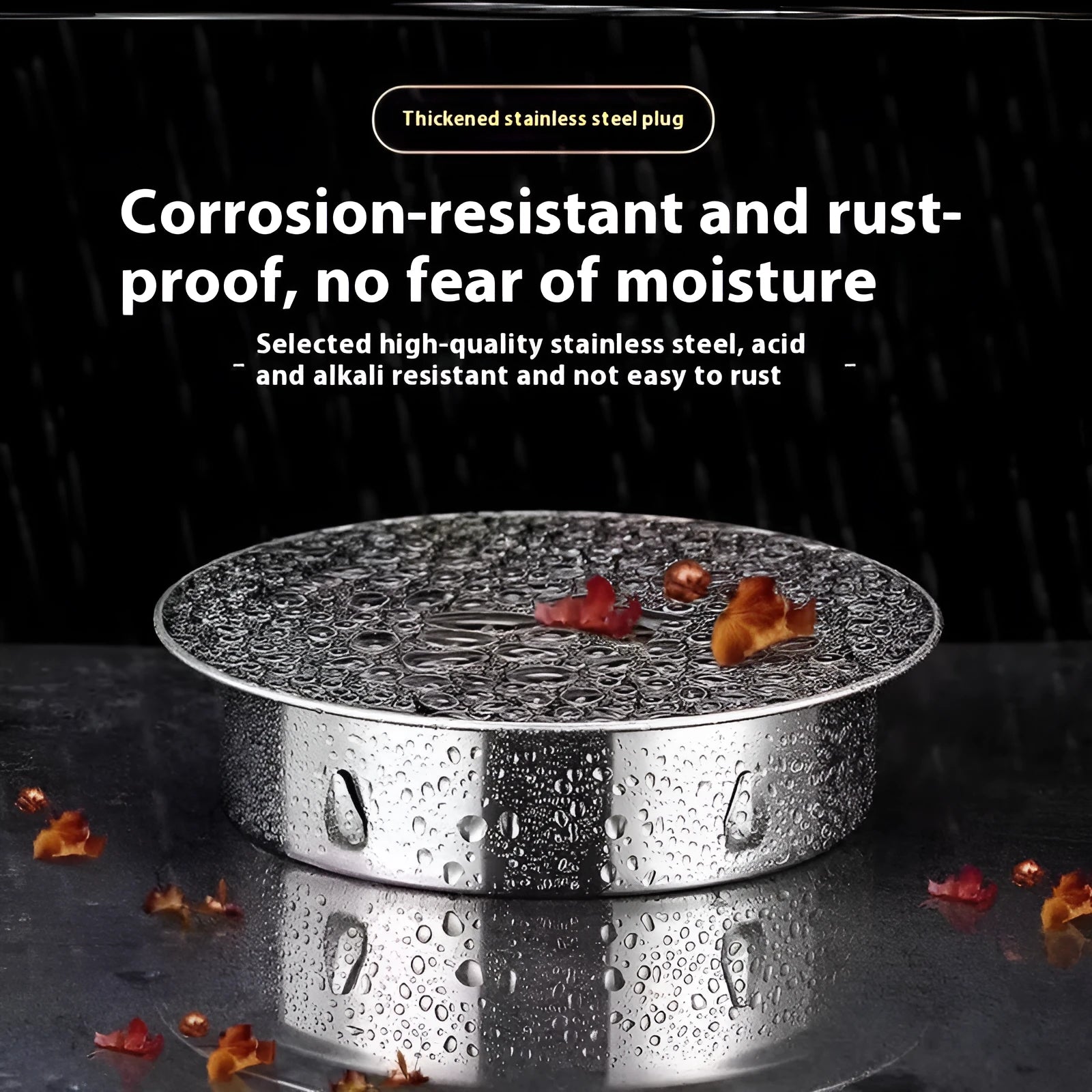 Stainless steel deodorant floor drain seal cover with inlay design