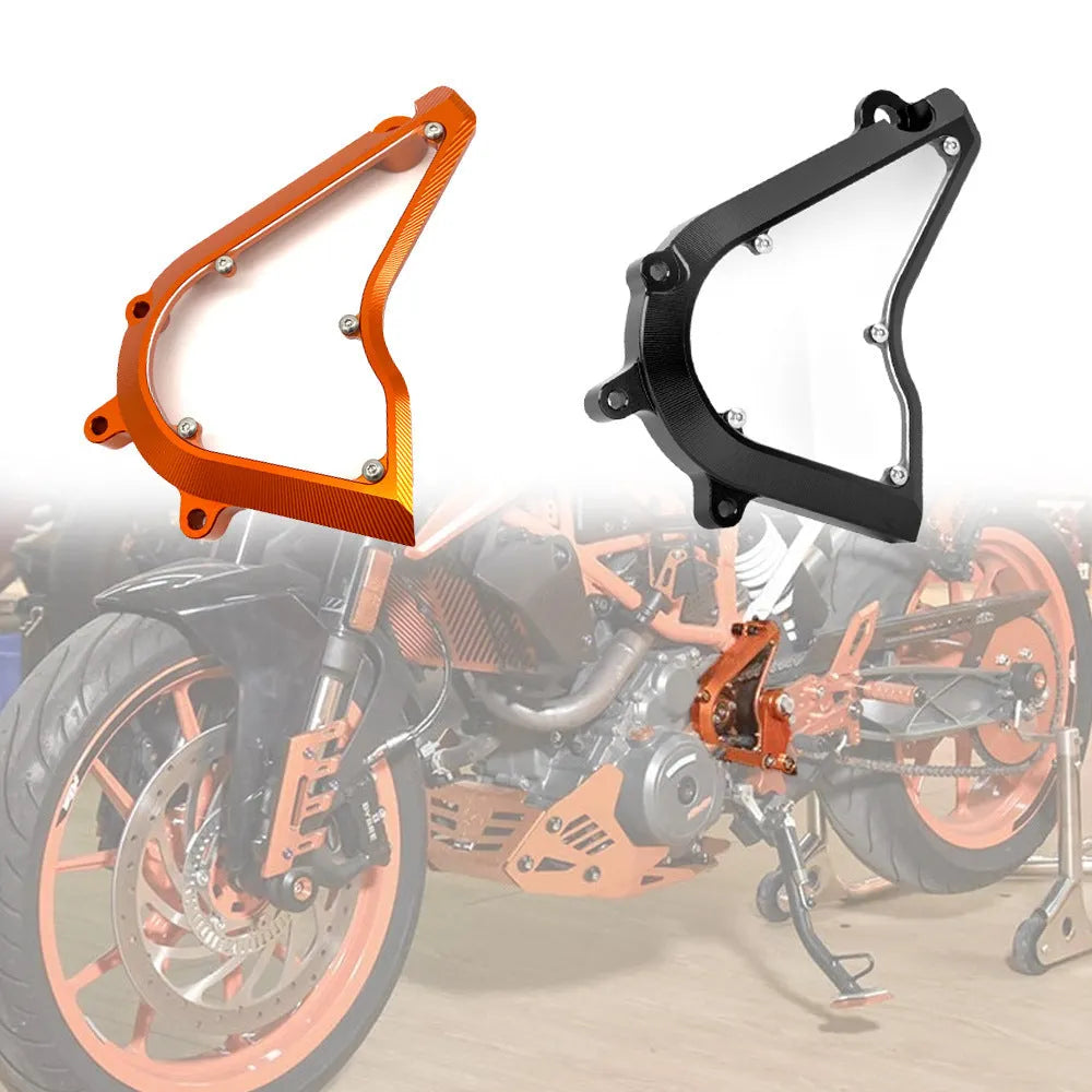 KTM Duke motorcycle black and orange front gear chain cover replacement part