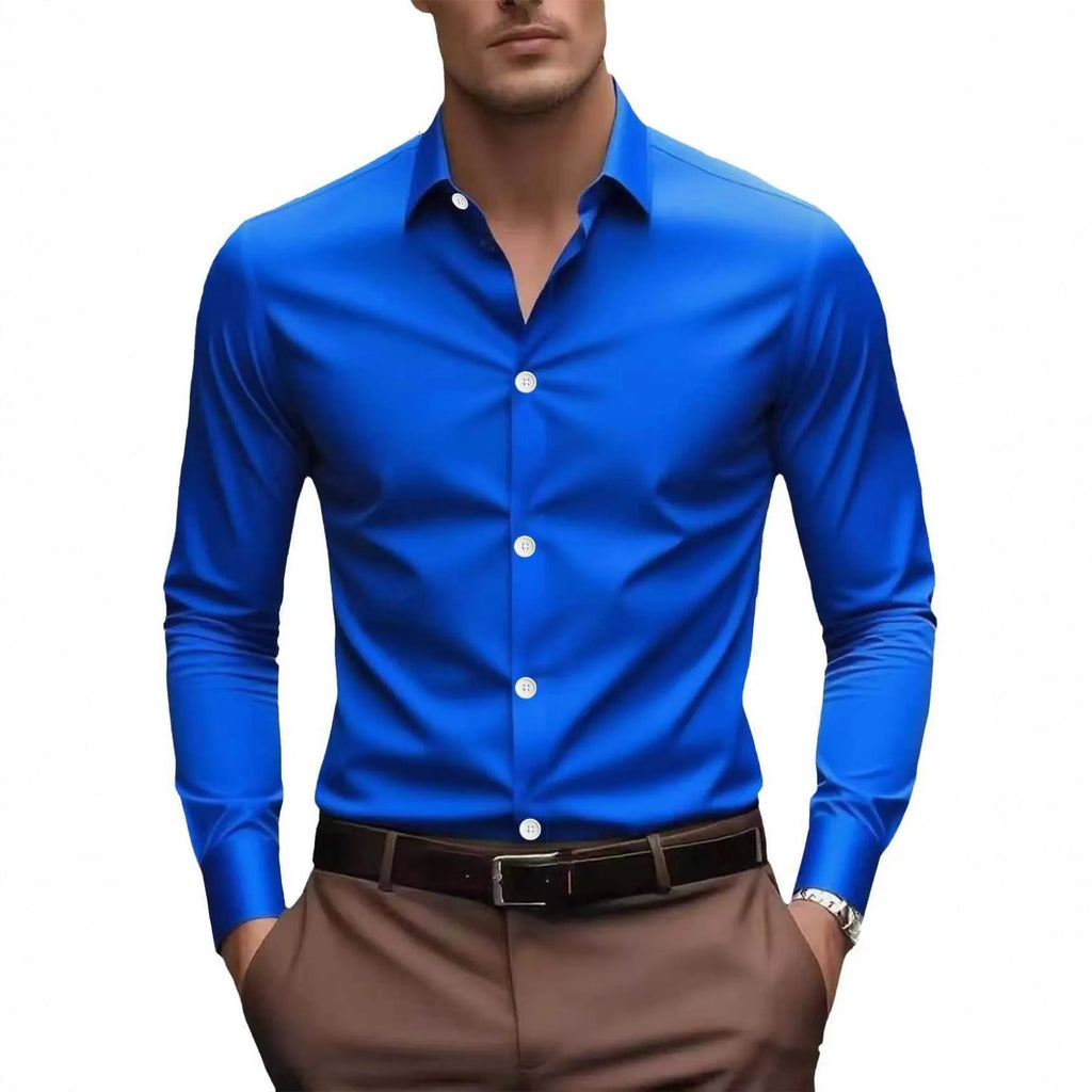 White slim fit four-way stretch cotton formal shirt for business wear