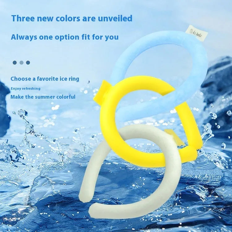 Cooling neck hanging ice ring in blue colour for outdoor sports heatstroke prevention