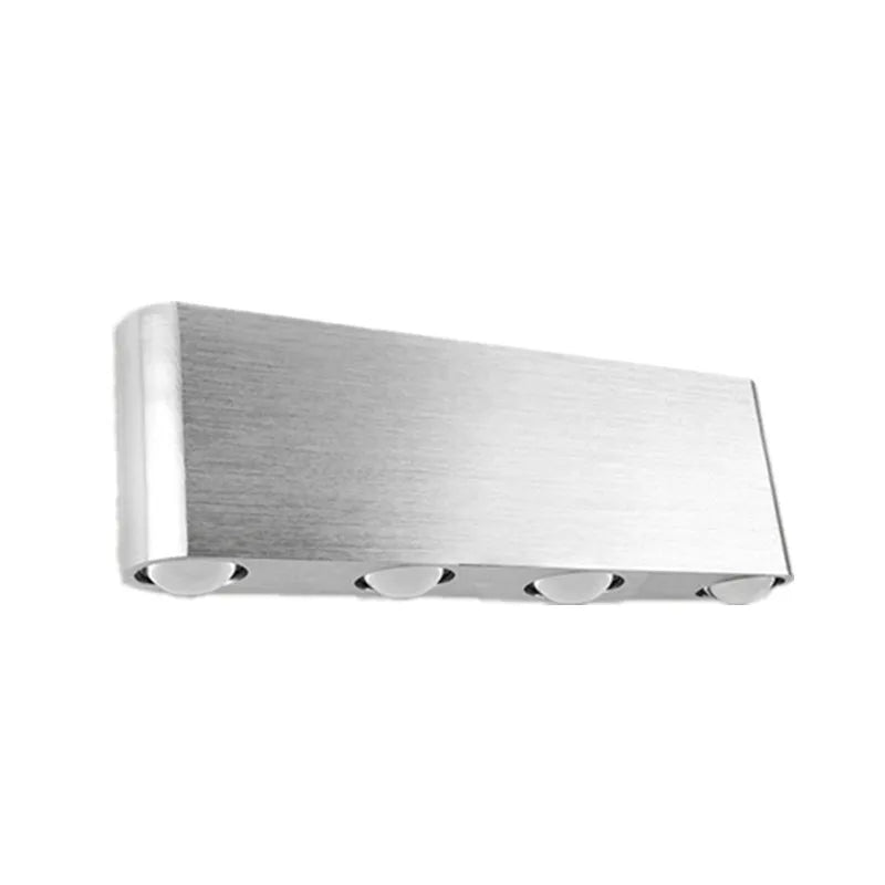 Silver aluminium rectangular LED wall lamp for bedrooms with multicolour lighting options