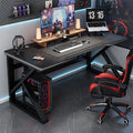 Black carbon fibre computer desk with black frame, single table in 100x60 cm size