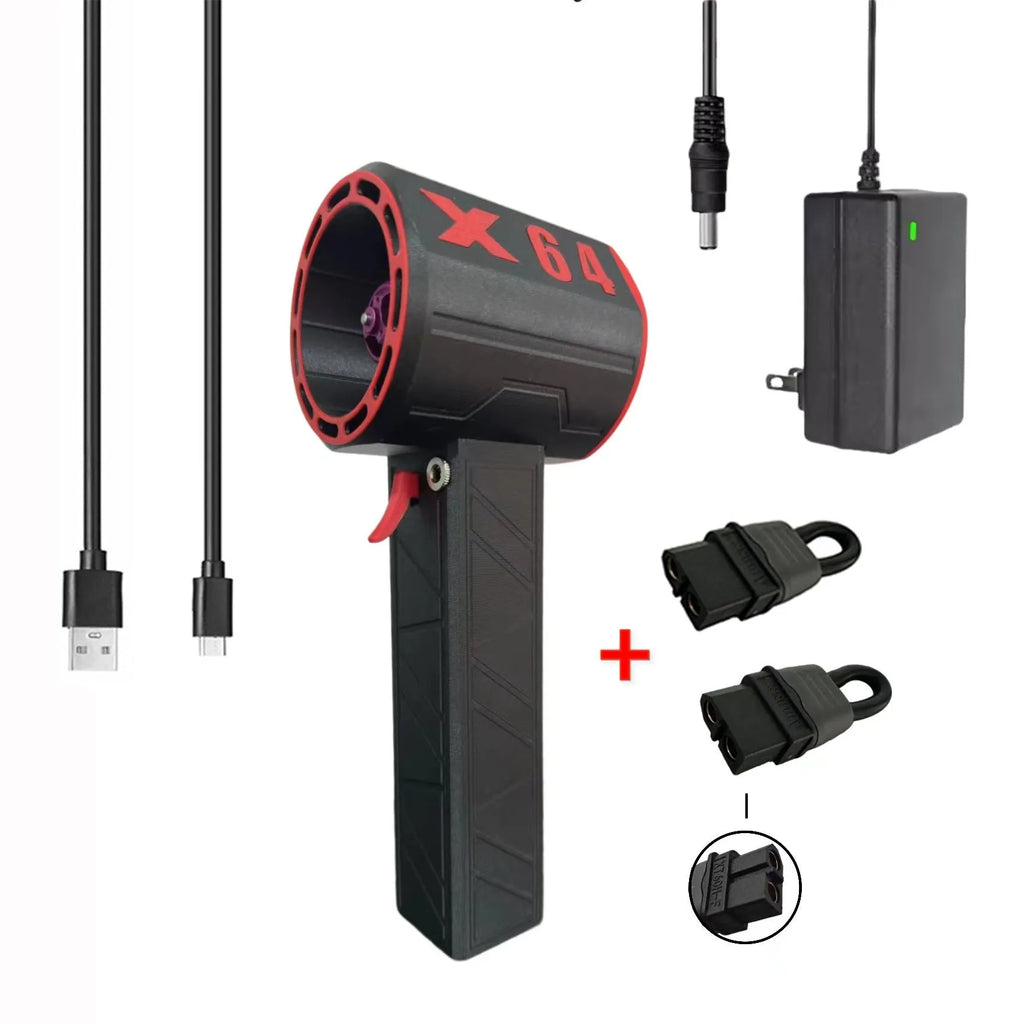 64mm turbo fan handheld portable industrial grade hair dryer and car wash dryer, 1400g wind power, black grey red
