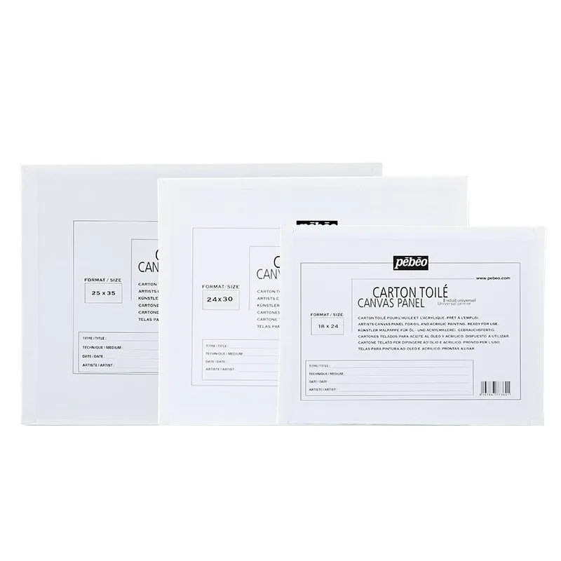 White cotton canvas panel painting board for oil and acrylic art, shown in a flat rectangular format.