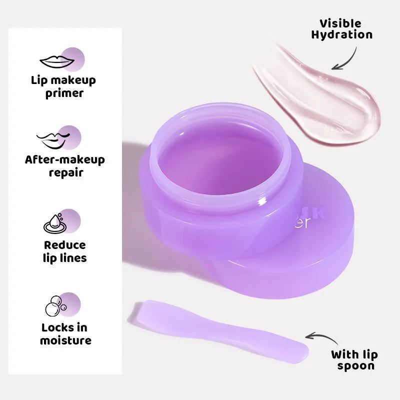 Exfoliating lip balm 10ml pot with lip film and scraper tool