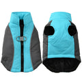 Reflective polyester pet coat in contrast colours, sizes XS to 2XL, for autumn and winter walks.