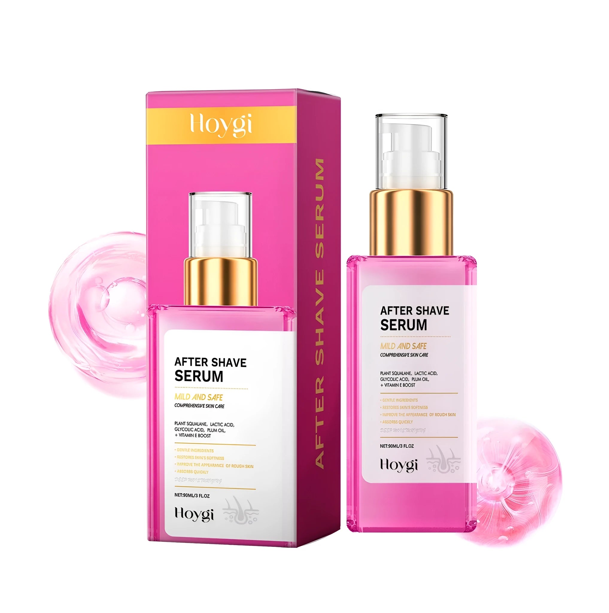 60ml bottle of hair removal and shaving repair liquid with plant squalane and glycolic acid.
