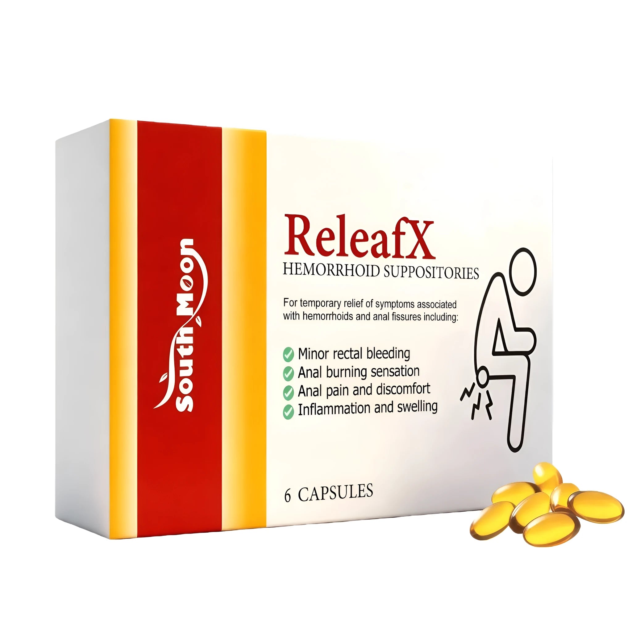 Pack of six perianal soothing capsules with vitamin E and menthol
