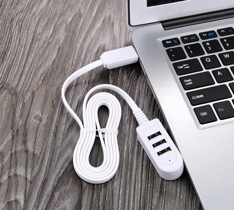 Multi-functional 3-port USB expansion hub with Micro USB cable for charging and data sync